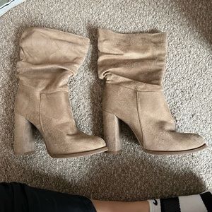 Suede tan over the ankle booties